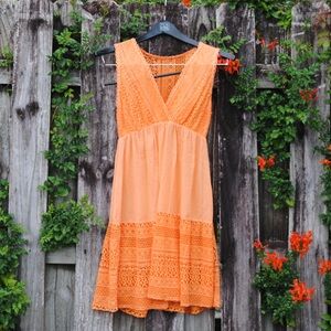 Vibrant Orange Lace Dress